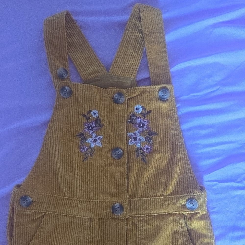Yellow Corduroy Kids Pinafore Dress - Picture 2 of 4